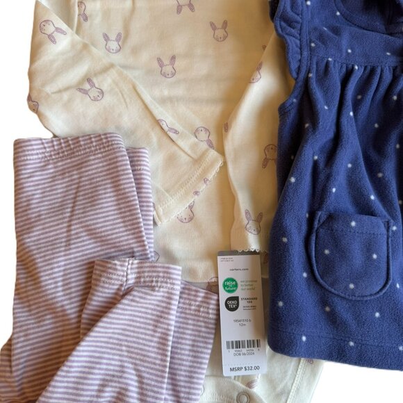 NWT Baby 3-Piece Bunny Fleece Little Vest Set - Picture 10 of 12